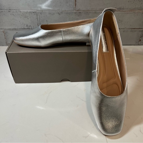 Franco Sarto Shoes - Franco Sarto Ariel Silver Square Toe Ballet Flats 10W